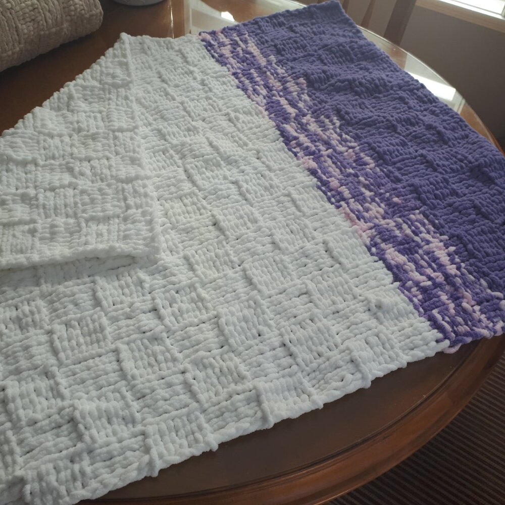 Hand knitted baby blanket